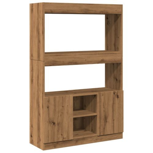 Buffet haut chêne artisanal 92x33x140 cm bois d'ingénierie - Photo n°2; ?>