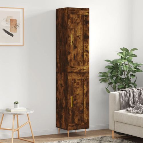 Buffet haut Chêne fumé 34,5x34x180 cm Bois d'ingénierie - Photo n°2; ?>