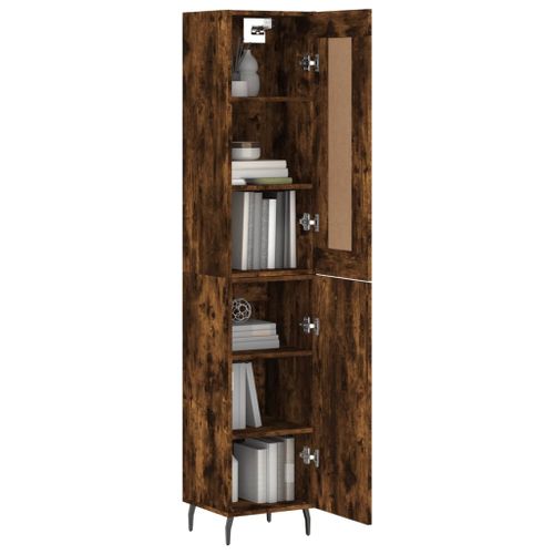 Buffet haut Chêne fumé 34,5x34x180 cm Bois d'ingénierie - Photo n°3; ?>