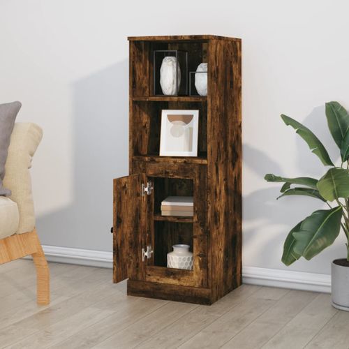 Buffet haut chêne fumé 36x35,5x103,5 cm bois d'ingénierie - Photo n°3; ?>