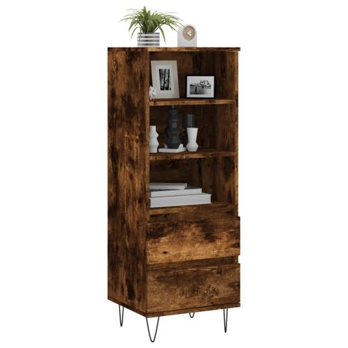 Buffet haut Chêne fumé 40x36x110 cm Bois d'ingénierie - Photo n°3; ?>