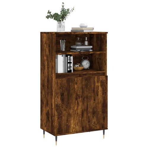 Buffet haut Chêne fumé 60x36x110 cm Bois d'ingénierie - Photo n°3; ?>