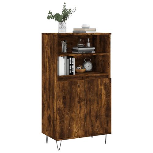 Buffet haut Chêne fumé 60x36x110 cm Bois d'ingénierie - Photo n°3; ?>