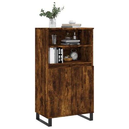 Buffet haut Chêne fumé 60x36x110 cm Bois d'ingénierie - Photo n°3; ?>