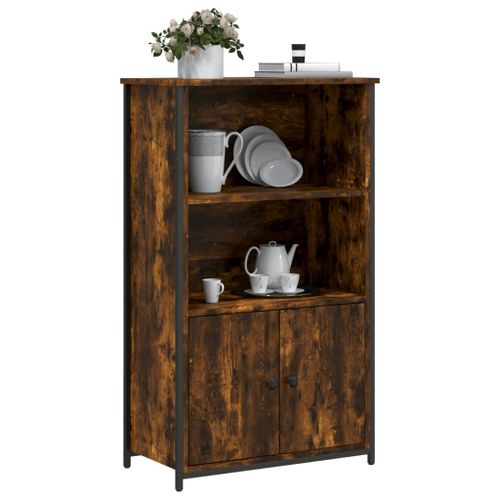 Buffet haut chêne fumé 62x32x103,5 cm bois d'ingénierie - Photo n°3; ?>