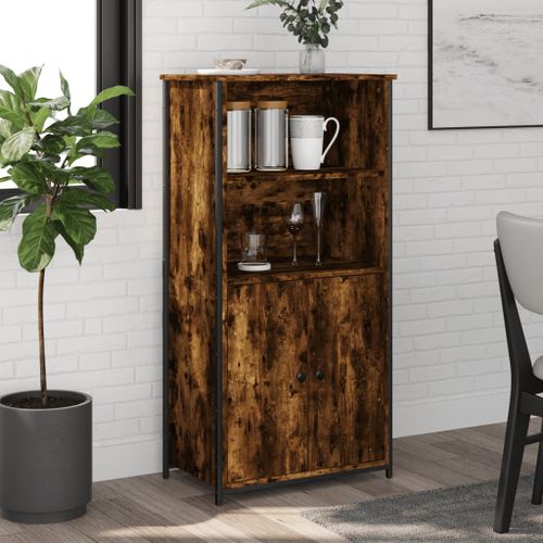 Buffet haut chêne fumé 62x36x121,5 cm bois d'ingénierie - Photo n°2; ?>