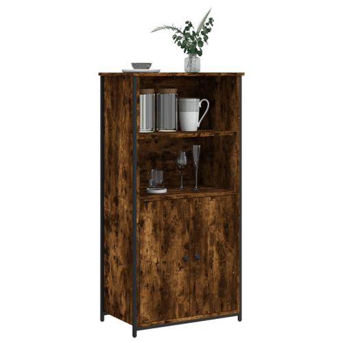 Buffet haut chêne fumé 62x36x121,5 cm bois d'ingénierie - Photo n°3; ?>