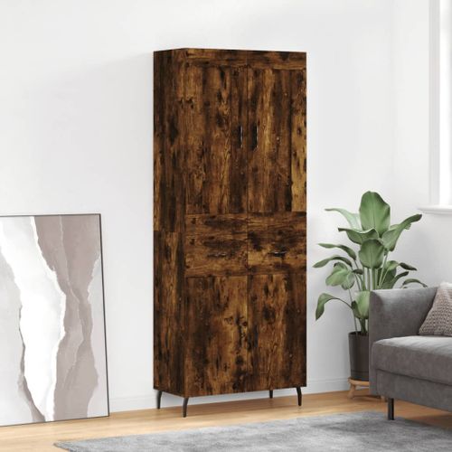 Buffet haut Chêne fumé 69,5x34x180 cm Bois d'ingénierie - Photo n°2; ?>