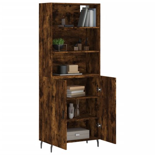 Buffet haut Chêne fumé 69,5x34x180 cm Bois d'ingénierie - Photo n°3; ?>