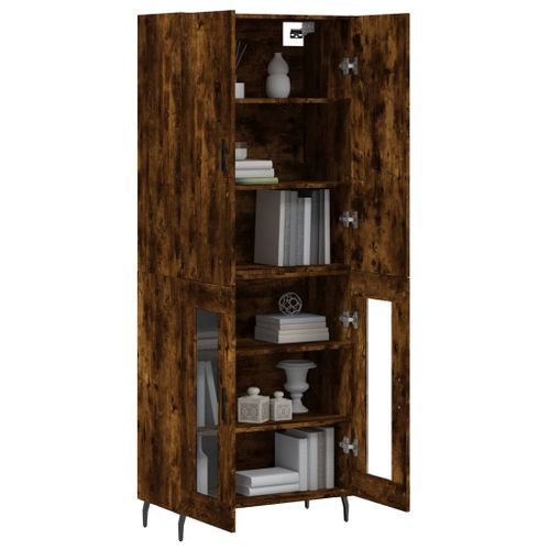 Buffet haut Chêne fumé 69,5x34x180 cm Bois d'ingénierie - Photo n°3; ?>