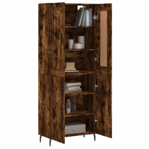 Buffet haut Chêne fumé 69,5x34x180 cm Bois d'ingénierie - Photo n°3; ?>