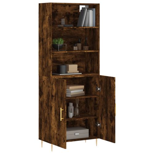 Buffet haut Chêne fumé 69,5x34x180 cm Bois d'ingénierie - Photo n°3; ?>