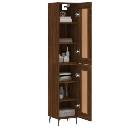 Buffet haut Chêne marron 34,5x34x180 cm Bois d'ingénierie - Photo n°3; ?>