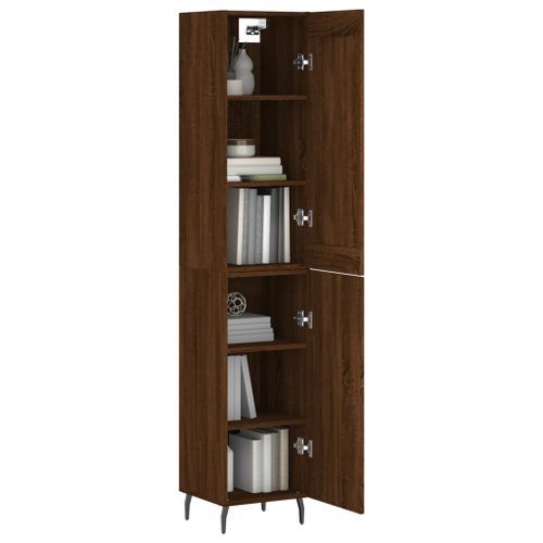 Buffet haut Chêne marron 34,5x34x180 cm Bois d'ingénierie - Photo n°3; ?>