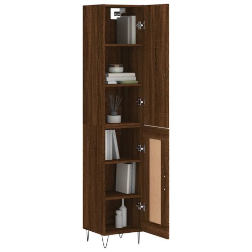 Buffet haut Chêne marron 34,5x34x180 cm Bois d'ingénierie - Photo n°3; ?>