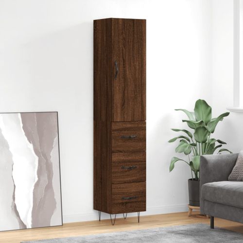 Buffet haut Chêne marron 34,5x34x180 cm Bois d'ingénierie - Photo n°2; ?>