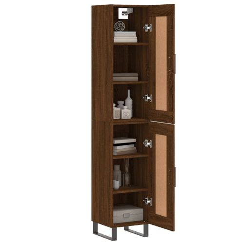 Buffet haut Chêne marron 34,5x34x180 cm Bois d'ingénierie - Photo n°3; ?>