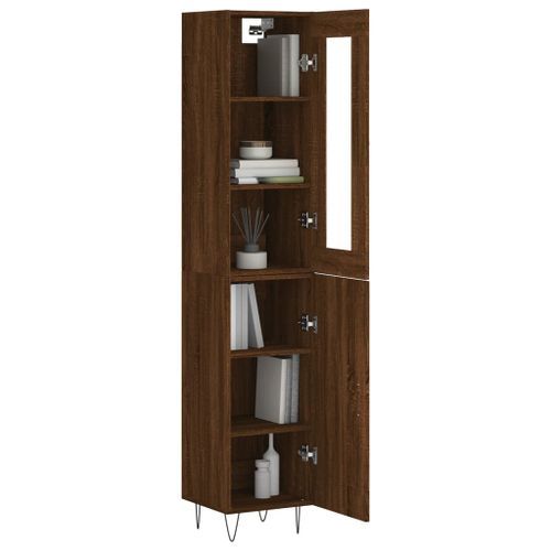 Buffet haut Chêne marron 34,5x34x180 cm Bois d'ingénierie - Photo n°3; ?>