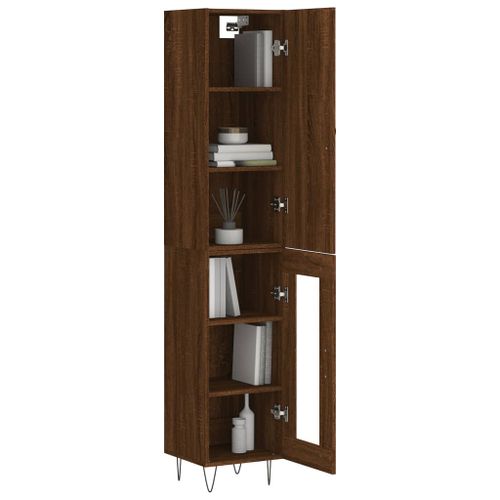 Buffet haut Chêne marron 34,5x34x180 cm Bois d'ingénierie - Photo n°3; ?>