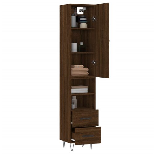 Buffet haut Chêne marron 34,5x34x180 cm Bois d'ingénierie - Photo n°3; ?>