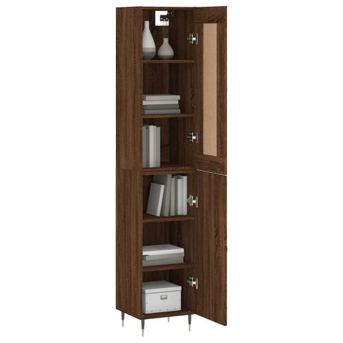 Buffet haut Chêne marron 34,5x34x180 cm Bois d'ingénierie - Photo n°3; ?>