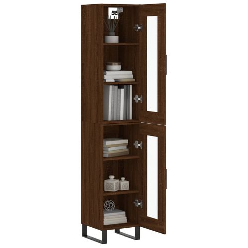 Buffet haut Chêne marron 34,5x34x180 cm Bois d'ingénierie - Photo n°3; ?>