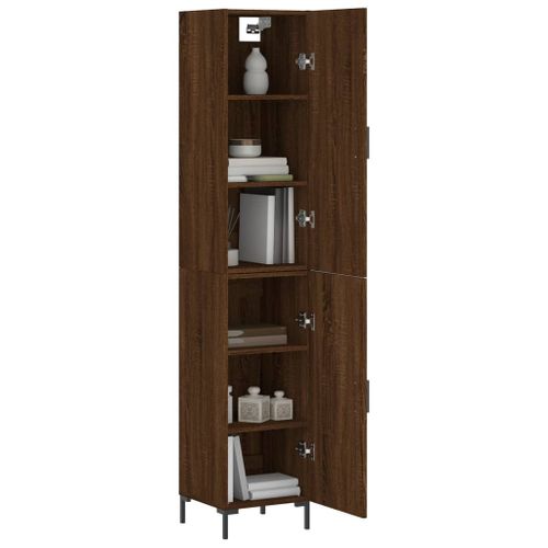 Buffet haut Chêne marron 34,5x34x180 cm Bois d'ingénierie - Photo n°3; ?>