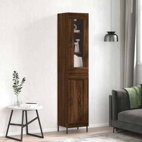 Buffet haut Chêne marron 34,5x34x180 cm Bois d'ingénierie - Photo n°2; ?>