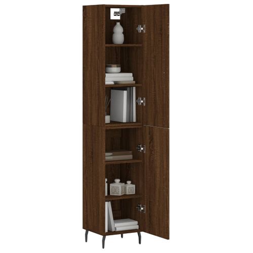 Buffet haut Chêne marron 34,5x34x180 cm Bois d'ingénierie - Photo n°3; ?>