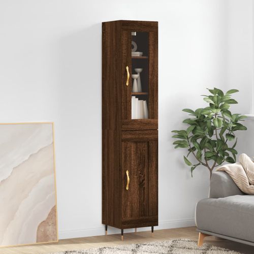 Buffet haut Chêne marron 34,5x34x180 cm Bois d'ingénierie - Photo n°2; ?>