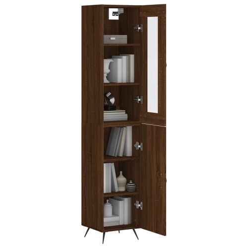 Buffet haut Chêne marron 34,5x34x180 cm Bois d'ingénierie - Photo n°3; ?>