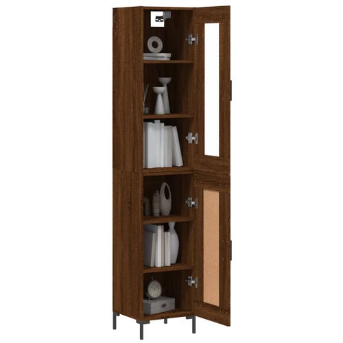 Buffet haut Chêne marron 34,5x34x180 cm Bois d'ingénierie - Photo n°3; ?>