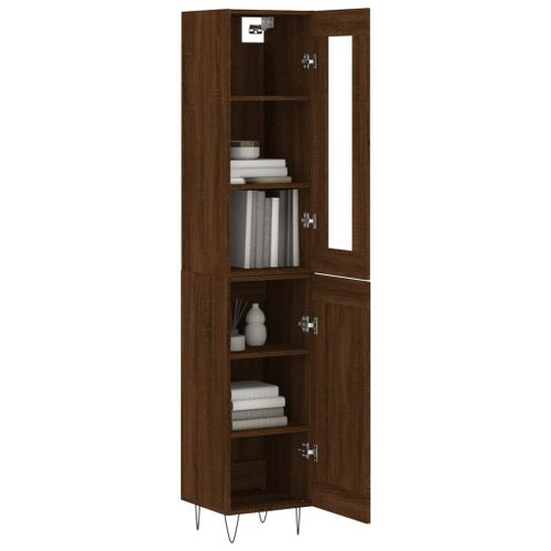 Buffet haut Chêne marron 34,5x34x180 cm Bois d'ingénierie - Photo n°3; ?>