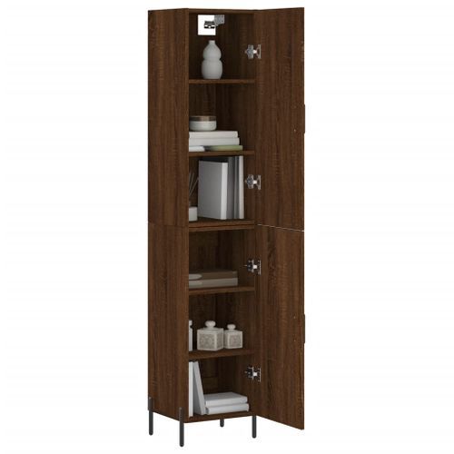 Buffet haut Chêne marron 34,5x34x180 cm Bois d'ingénierie - Photo n°3; ?>