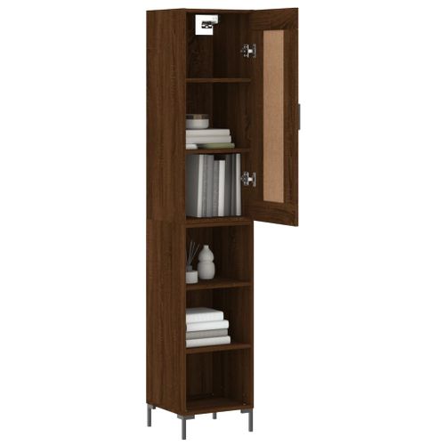 Buffet haut Chêne marron 34,5x34x180 cm Bois d'ingénierie - Photo n°3; ?>