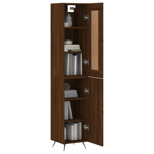 Buffet haut Chêne marron 34,5x34x180 cm Bois d'ingénierie - Photo n°3; ?>