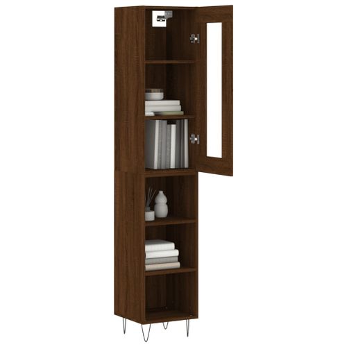 Buffet haut Chêne marron 34,5x34x180 cm Bois d'ingénierie - Photo n°3; ?>