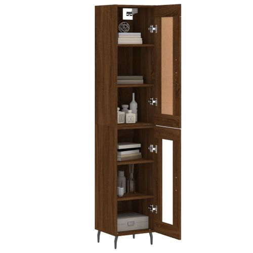 Buffet haut Chêne marron 34,5x34x180 cm Bois d'ingénierie - Photo n°3; ?>