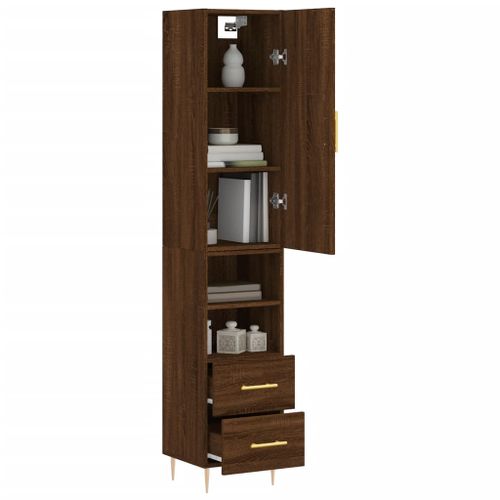 Buffet haut Chêne marron 34,5x34x180 cm Bois d'ingénierie - Photo n°3; ?>