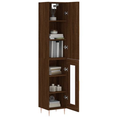 Buffet haut Chêne marron 34,5x34x180 cm Bois d'ingénierie - Photo n°3; ?>