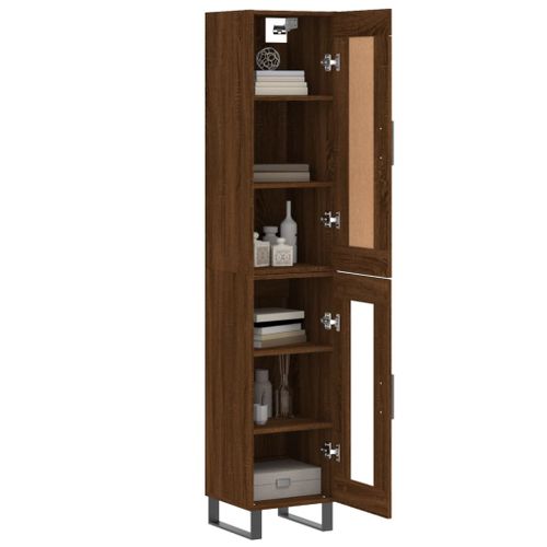 Buffet haut Chêne marron 34,5x34x180 cm Bois d'ingénierie - Photo n°3; ?>