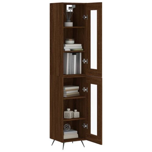 Buffet haut Chêne marron 34,5x34x180 cm Bois d'ingénierie - Photo n°3; ?>