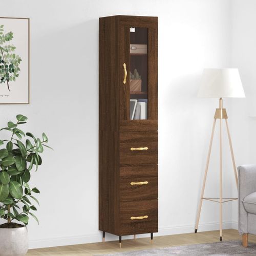 Buffet haut Chêne marron 34,5x34x180 cm Bois d'ingénierie - Photo n°2; ?>