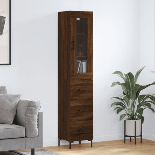 Buffet haut Chêne marron 34,5x34x180 cm Bois d'ingénierie - Photo n°2; ?>