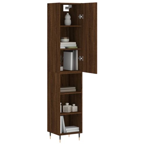 Buffet haut Chêne marron 34,5x34x180 cm Bois d'ingénierie - Photo n°3; ?>