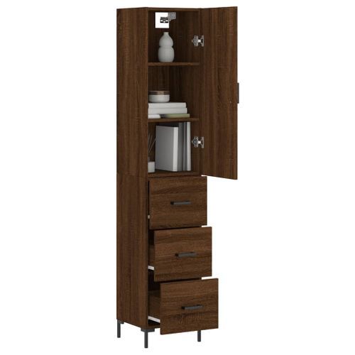 Buffet haut Chêne marron 34,5x34x180 cm Bois d'ingénierie - Photo n°3; ?>