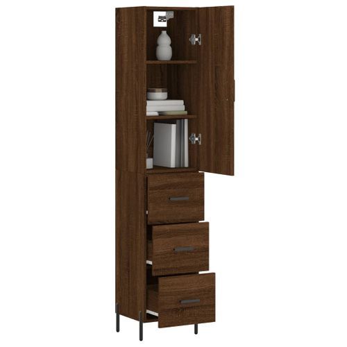 Buffet haut Chêne marron 34,5x34x180 cm Bois d'ingénierie - Photo n°3; ?>