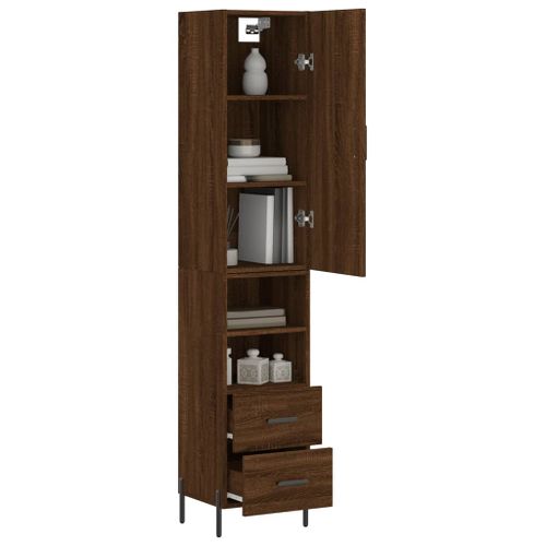 Buffet haut Chêne marron 34,5x34x180 cm Bois d'ingénierie - Photo n°3; ?>