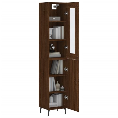 Buffet haut Chêne marron 34,5x34x180 cm Bois d'ingénierie - Photo n°3; ?>