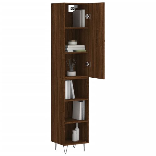 Buffet haut Chêne marron 34,5x34x180 cm Bois d'ingénierie - Photo n°3; ?>